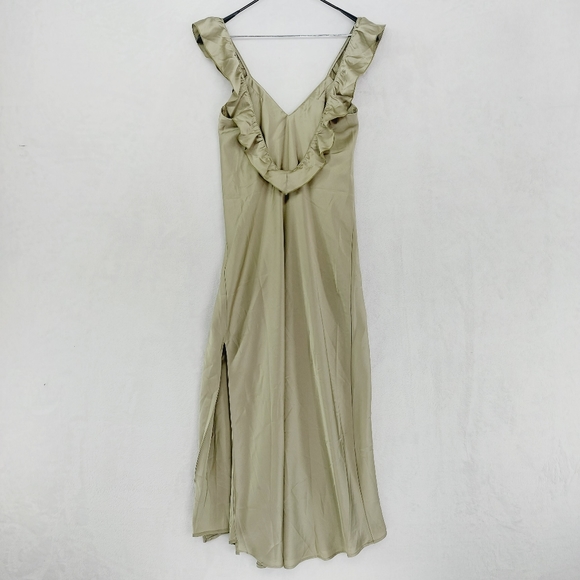 New Show Me Your Mumu Serene  Moss Green Luxe Satin Slip Dress P5166 - Picture 6 of 9